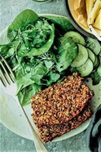 Lentil Walnut Mushroom Loaf with Butter Bean Curry