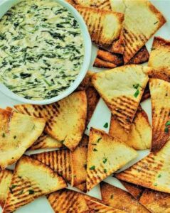 Vegan Spinach Artichoke Dip with Pita Chips