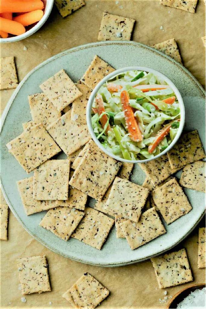 Almond Crackers with Spicy Coleslaw