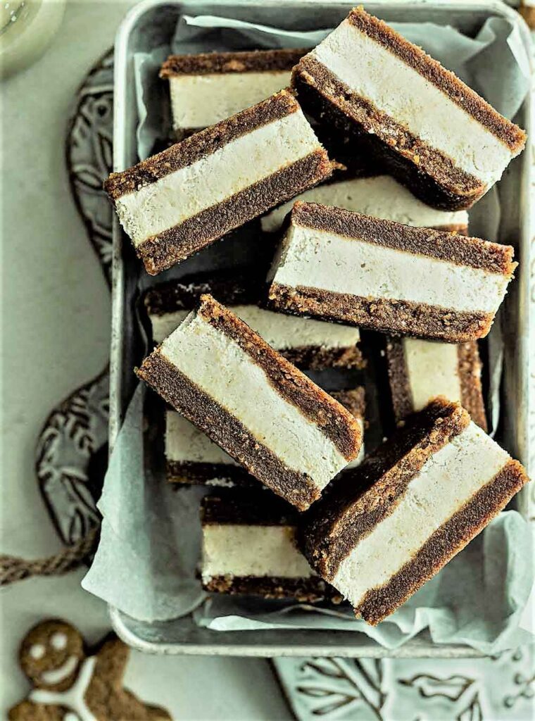 Vegan ice-cream sandwiches with gingerbread cookie dough