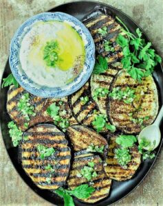 grilled-eggplant-with-chickpeas-hummus-at-home