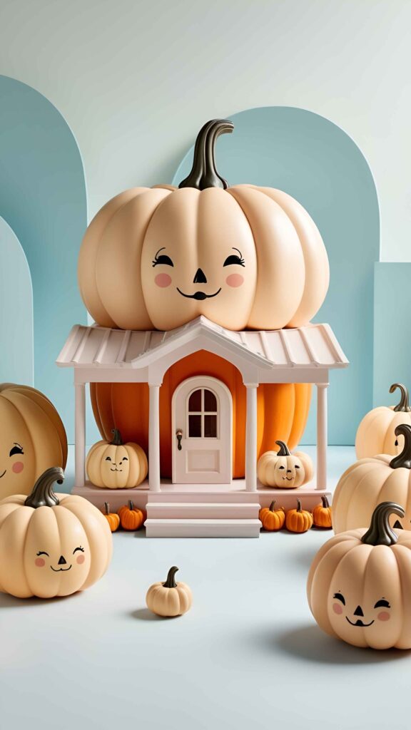 Cute Halloween wallpaper IPhone HD - White Halloween Pumpkin House